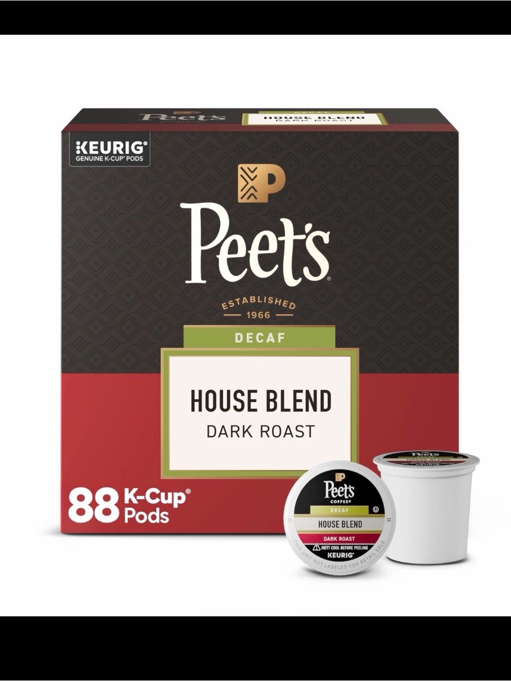 Peet's Coffee 22 Count (Pack of 4), Decaf House Blend - 88 K-Cups